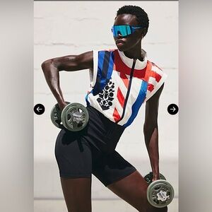 Free People Movement Race To The Top Onesie Red/White/Blue Combo - NWOT